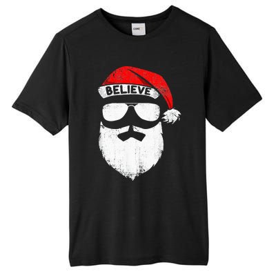 Believe Quote On Santa Hat Mustache Family Reunion Christmas Tall Fusion ChromaSoft Performance T-Shirt