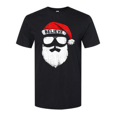 Believe Quote On Santa Hat Mustache Family Reunion Christmas Softstyle CVC T-Shirt