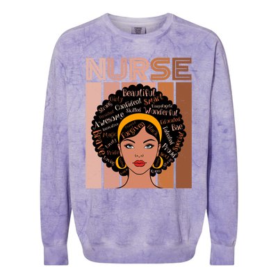 Black Queen Powerful Juneteenth African American Nurse Cute Gift Colorblast Crewneck Sweatshirt