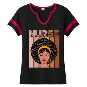 Black Queen Powerful Juneteenth African American Nurse Cute Gift Ladies Halftime Notch Neck Tee