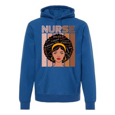 Black Queen Powerful Juneteenth African American Nurse Cute Gift Premium Hoodie