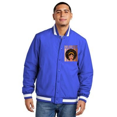 Black Queen Powerful Juneteenth African American Nurse Cute Gift Insulated Varsity Jacket