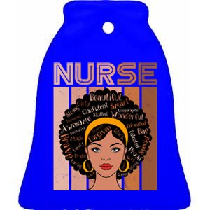 Black Queen Powerful Juneteenth African American Nurse Cute Gift Ceramic Bell Ornament