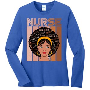 Black Queen Powerful Juneteenth African American Nurse Cute Gift Ladies Long Sleeve Shirt