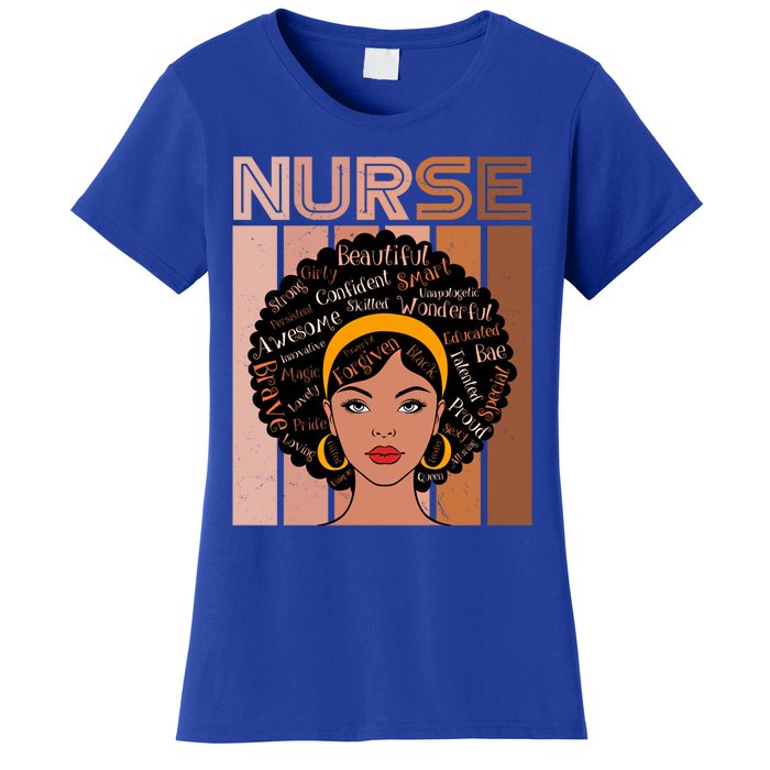 Black Queen Powerful Juneteenth African American Nurse Cute Gift Women's T-Shirt