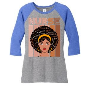 Black Queen Powerful Juneteenth African American Nurse Cute Gift Women's Tri-Blend 3/4-Sleeve Raglan Shirt