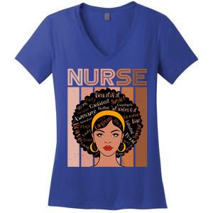 Black Queen Powerful Juneteenth African American Nurse Cute Gift Women's V-Neck T-Shirt