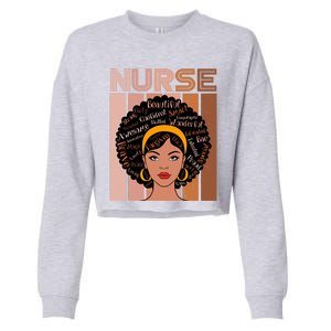 Black Queen Powerful Juneteenth African American Nurse Cute Gift Cropped Pullover Crew