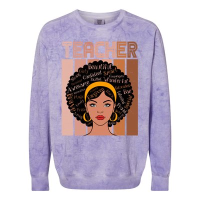 Black Queen Powerful Juneteenth African American Teacher Great Gift Colorblast Crewneck Sweatshirt