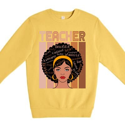 Black Queen Powerful Juneteenth African American Teacher Great Gift Premium Crewneck Sweatshirt