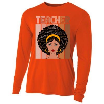 Black Queen Powerful Juneteenth African American Teacher Great Gift Cooling Performance Long Sleeve Crew