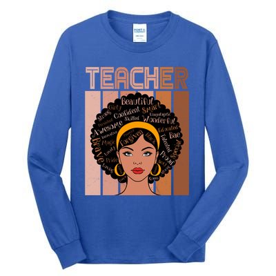 Black Queen Powerful Juneteenth African American Teacher Great Gift Tall Long Sleeve T-Shirt