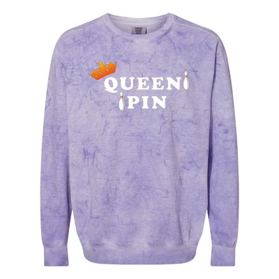 Bowling Queen Pin Colorblast Crewneck Sweatshirt