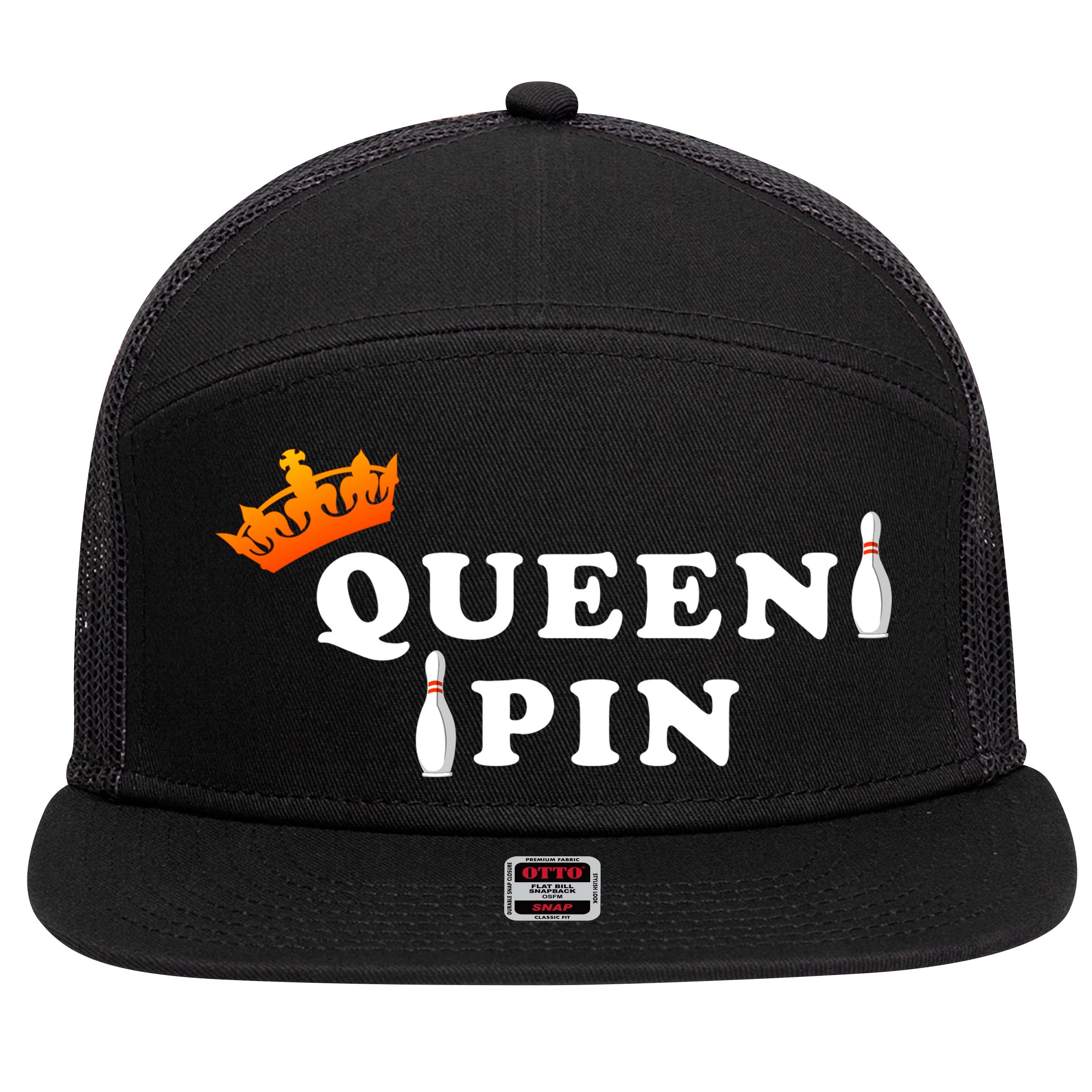 Bowling Queen Pin 7 Panel Mesh Trucker Snapback Hat