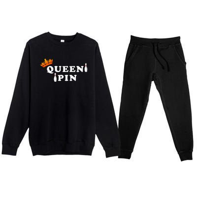 Bowling Queen Pin Premium Crewneck Sweatsuit Set