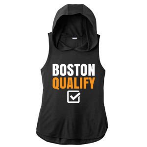 Boston Qualify Qualifier Marathon Runner Qualified T Ladies PosiCharge Tri-Blend Wicking Draft Hoodie Tank