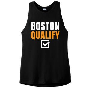 Boston Qualify Qualifier Marathon Runner Qualified T Ladies PosiCharge Tri-Blend Wicking Tank