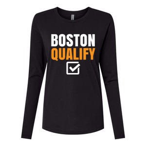 Boston Qualify Qualifier Marathon Runner Qualified T Womens Cotton Relaxed Long Sleeve T-Shirt