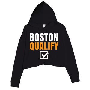 Boston Qualify Qualifier Marathon Runner Qualified T Crop Fleece Hoodie