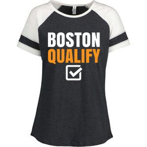 Boston Qualify Qualifier Marathon Runner Qualified T Enza Ladies Jersey Colorblock Tee