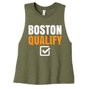 Boston Qualify Qualifier Marathon Runner Qualified T Women's Racerback Cropped Tank