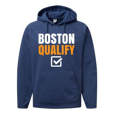 Boston Qualify Qualifier Marathon Runner Qualified T Performance Fleece Hoodie