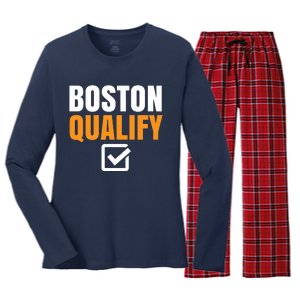 Boston Qualify Qualifier Marathon Runner Qualified T Women's Long Sleeve Flannel Pajama Set 