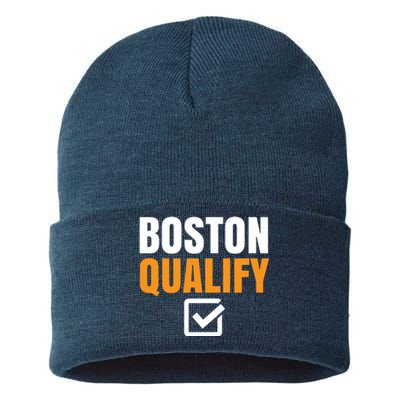 Boston Qualify Qualifier Marathon Runner Qualified T Sustainable Knit Beanie