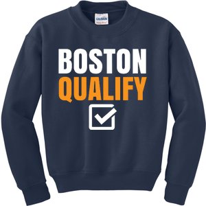 Boston Qualify Qualifier Marathon Runner Qualified T Kids Sweatshirt