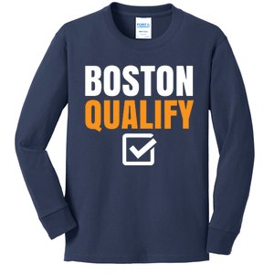 Boston Qualify Qualifier Marathon Runner Qualified T Kids Long Sleeve Shirt