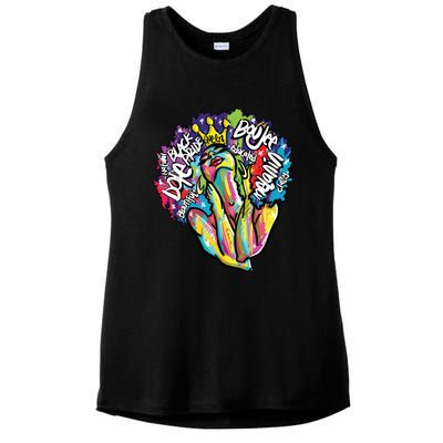 Black Queen Retro Afro Words Melanin Unapologetically Dope Ladies PosiCharge Tri-Blend Wicking Tank