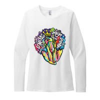 Black Queen Retro Afro Words Melanin Unapologetically Dope Womens CVC Long Sleeve Shirt