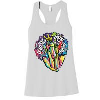 Black Queen Retro Afro Words Melanin Unapologetically Dope Women's Racerback Tank