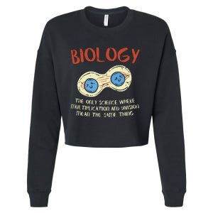 Biology Quote Study Organism Genetics Science Microbiologist Cropped Pullover Crew