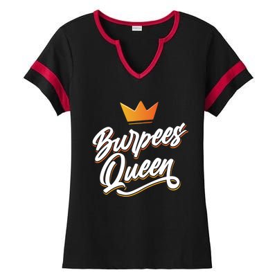 Burpees Queen Sport Workout Fitness Training Burpee Fan Great Gift Ladies Halftime Notch Neck Tee