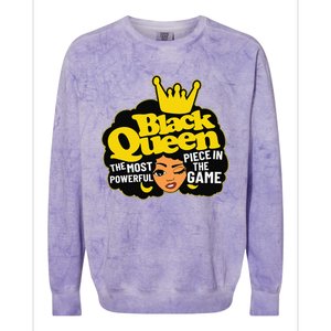 Black Queen The Most Powerful Piece In The Game African Afro Colorblast Crewneck Sweatshirt