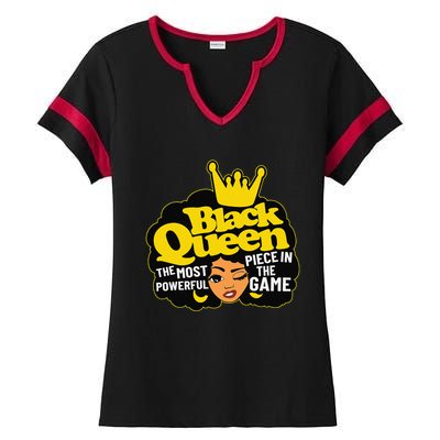 Black Queen The Most Powerful Piece In The Game African Afro Ladies Halftime Notch Neck Tee