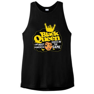 Black Queen The Most Powerful Piece In The Game African Afro Ladies PosiCharge Tri-Blend Wicking Tank