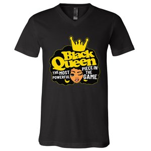 Black Queen The Most Powerful Piece In The Game African Afro V-Neck T-Shirt