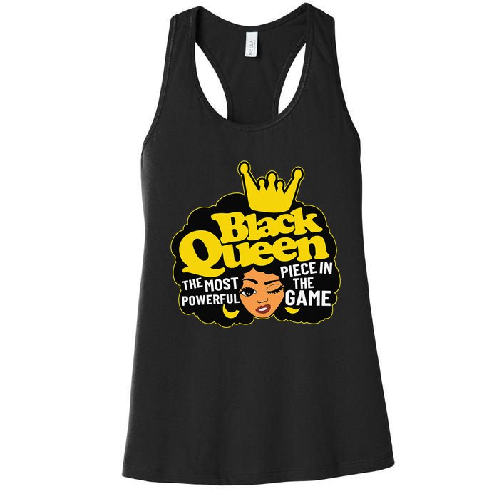 Black Queen The Most Powerful Piece In The Game African Afro Women's Racerback Tank