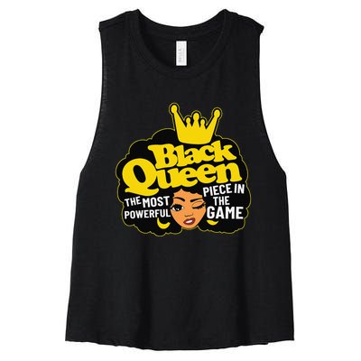 Black Queen The Most Powerful Piece In The Game African Afro Women's Racerback Cropped Tank