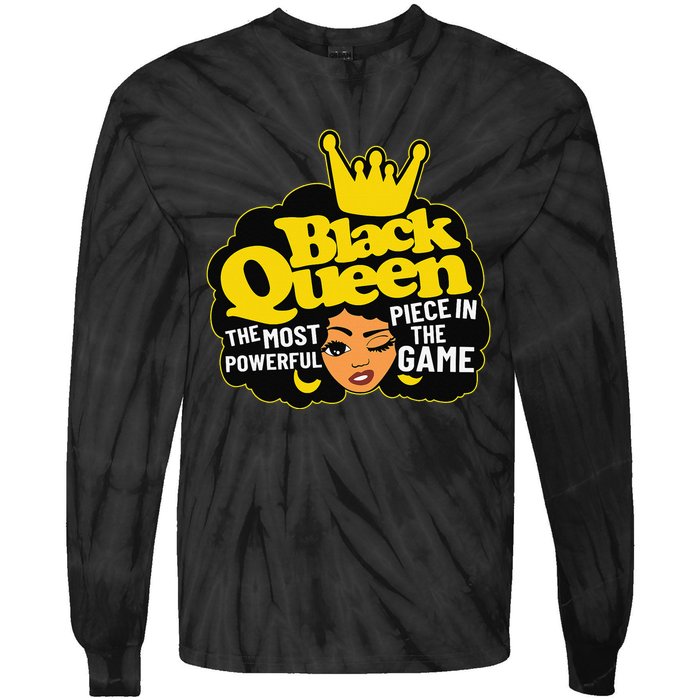 Black Queen The Most Powerful Piece In The Game African Afro Tie-Dye Long Sleeve Shirt