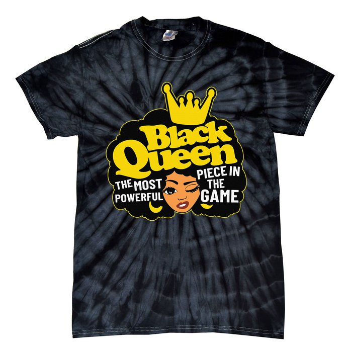 Black Queen The Most Powerful Piece In The Game African Afro Tie-Dye T-Shirt