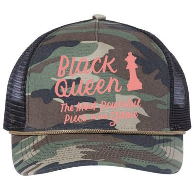 Black Queen The Most Powerful Piece In The Game Melanin Gift Retro Rope Trucker Hat Cap