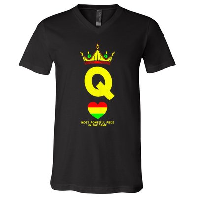 Black Queen The Most Powerful Piece In The Game Juneteenth V-Neck T-Shirt