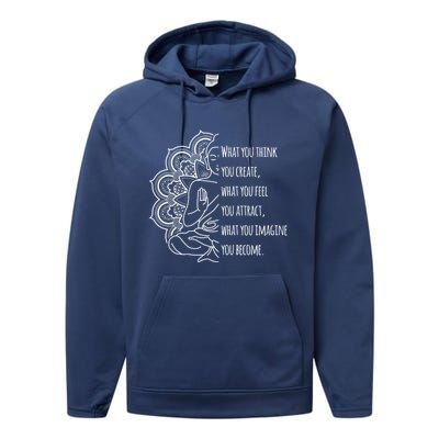 Buddha Quotes Thoughts Spirituality Gift Yoga Gift Performance Fleece Hoodie