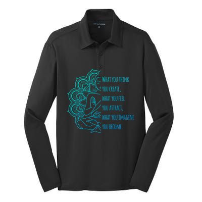 Buddha Quotes Thoughts Spirituality Gift Yoga Gift Silk Touch Performance Long Sleeve Polo