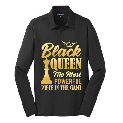 Black Queen The Most Powerful Piece in The Game Silk Touch Performance Long Sleeve Polo