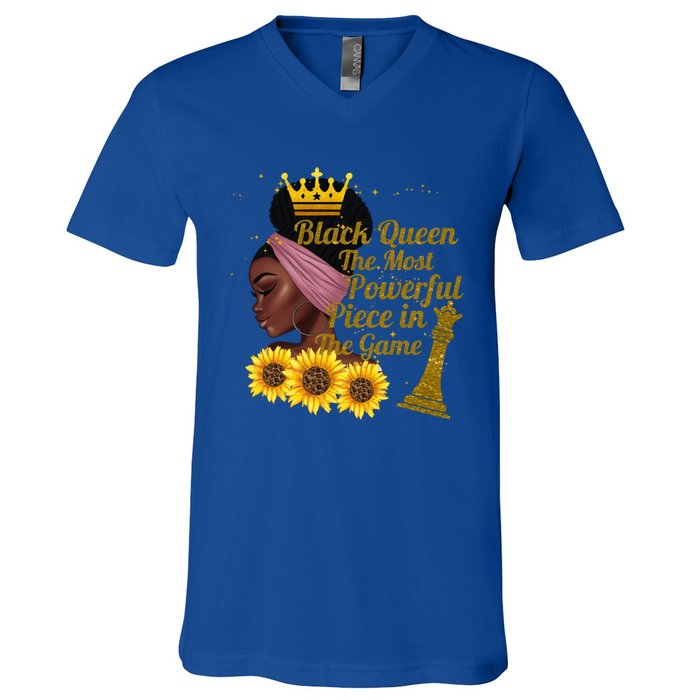 Black Queen The Most Powerful Piece In The Game African Meaningful Gift V-Neck T-Shirt