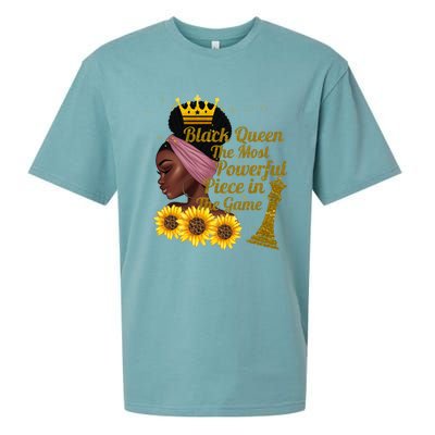 Black Queen The Most Powerful Piece In The Game African Meaningful Gift Sueded Cloud Jersey T-Shirt